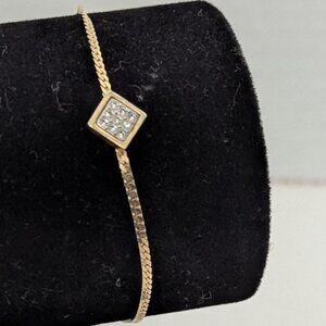 Vintage Park Lane Yellow Gold Tone w/ Crystal-like Spun Square Shape Bracelet!